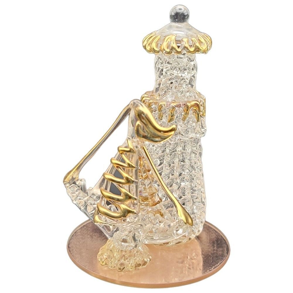 Vintage spun glass Lighthouse and sailboat With Gold Accent
